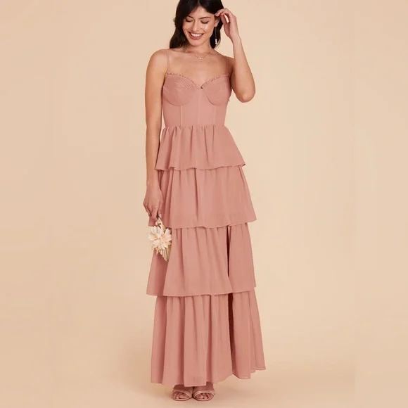 NWT Birdie Grey Lola Dress in Chiffon Dusty Rose - Picture 1 of 7